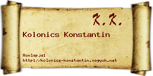 Kolonics Konstantin névjegykártya